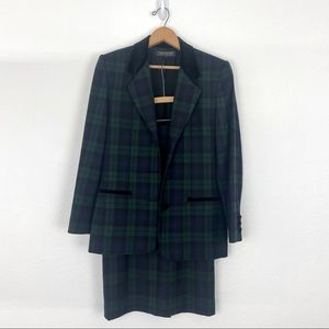Brooks Brothers Tartan Plaid 2pc Womens Skirt Suit, Size 2 & Size 4